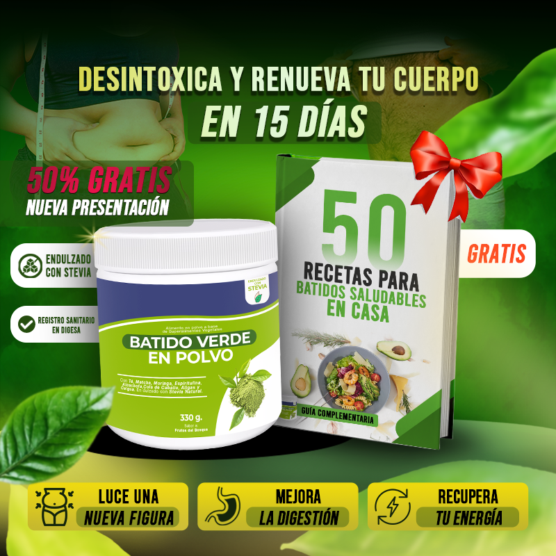 BATIDO VERDE EN POLVO (50% MÁS GRATIS)