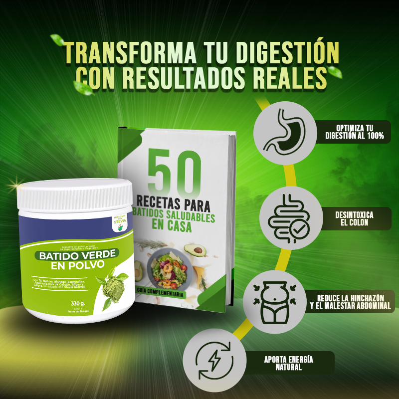 BATIDO VERDE EN POLVO (50% MÁS GRATIS)