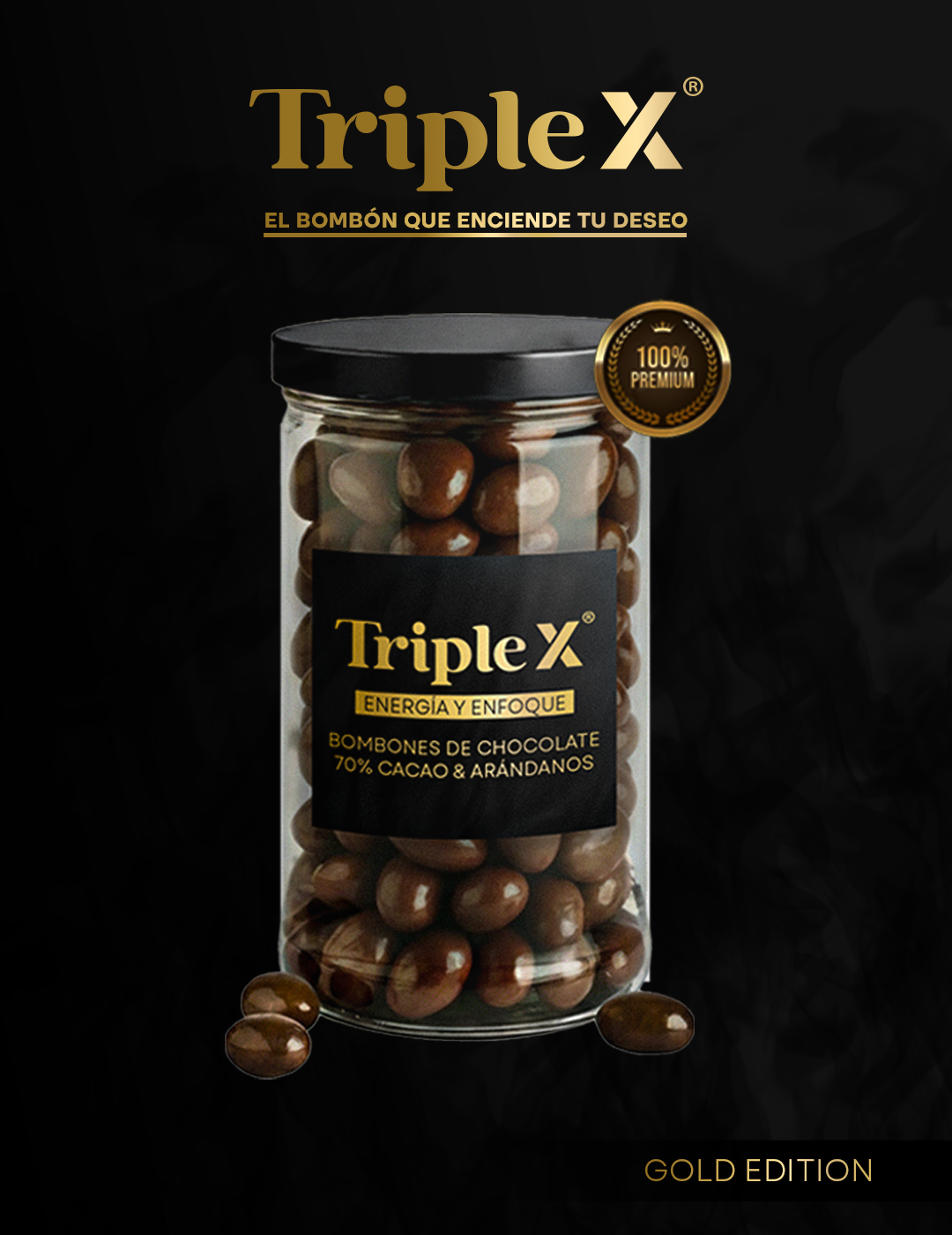 CHOCOLATES PREMIUM PARA EL PLACER, ENERGÍA & ENFOQUE - TRIPLE X®