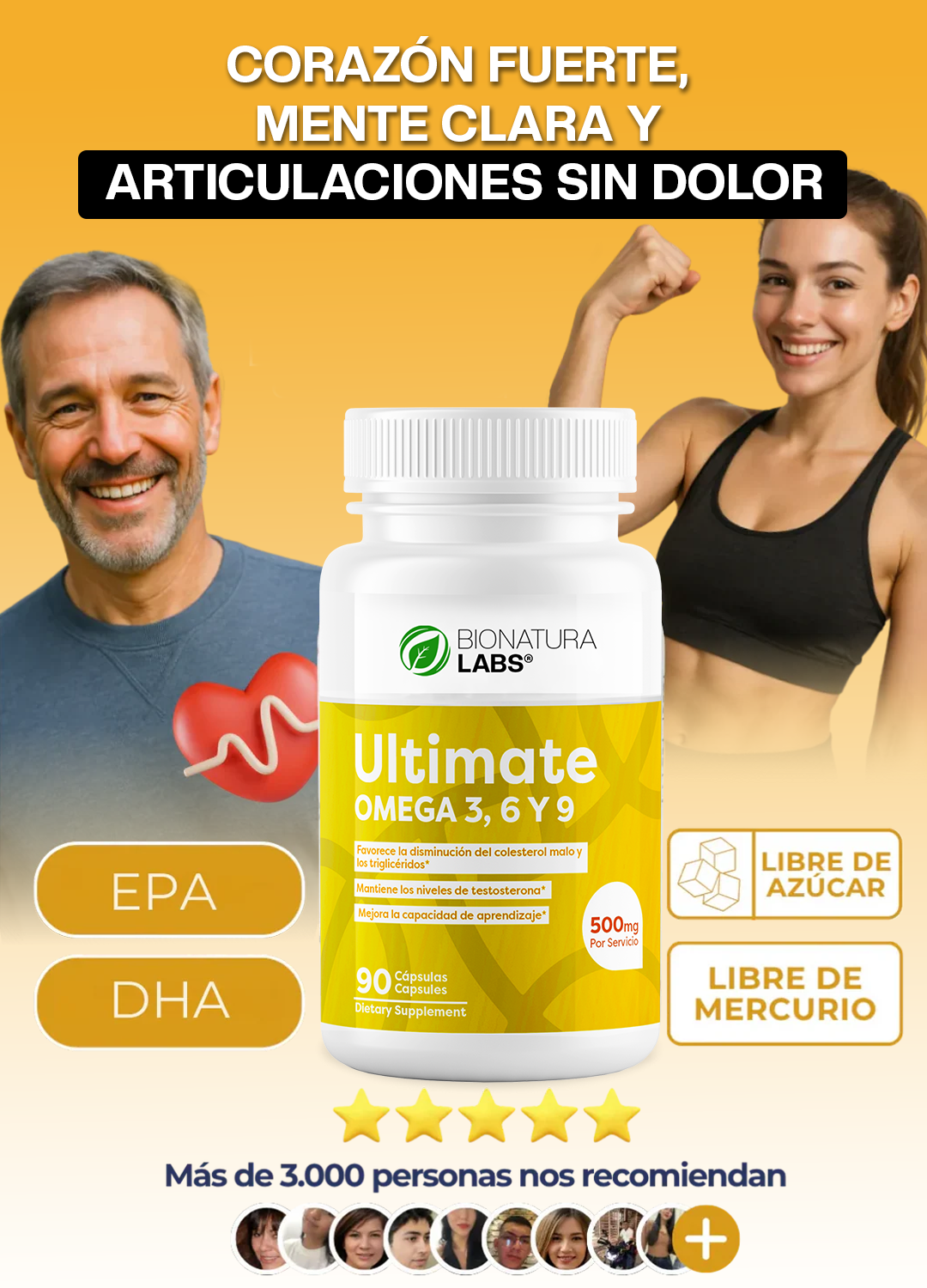 CÁPSULAS DE OMEGA 3, 6 Y 9 - FÓRMULA ULTIMATE 3 EN 1