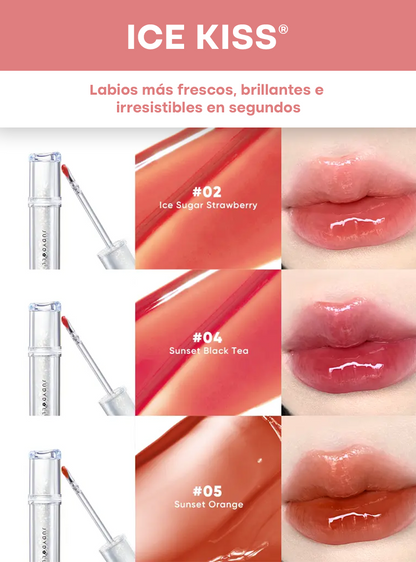 ICE KISS® | LABIAL LÍQUIDO VEGANO CON FRESCURA DE HIELO Y BRILLO IRRESISTIBLE