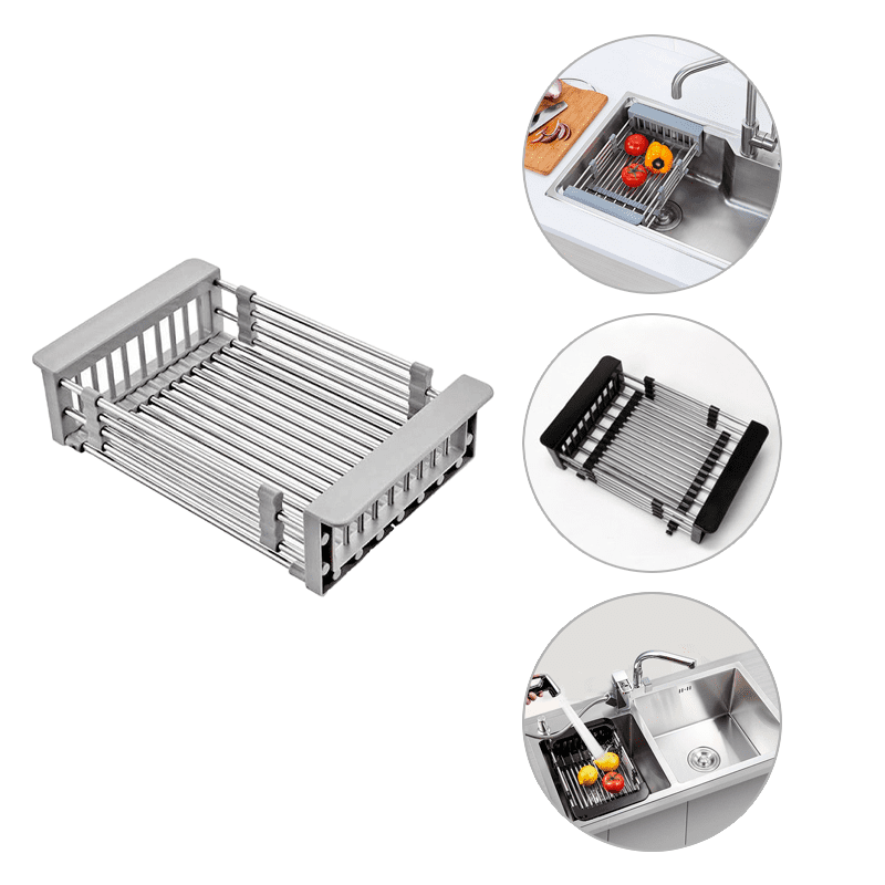 escurridor para platos frutas y verduras ajustable de acero inoxidable