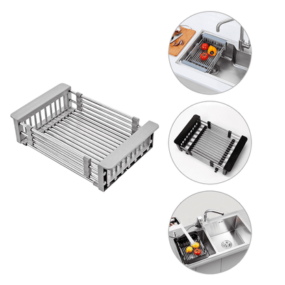 escurridor para platos frutas y verduras ajustable de acero inoxidable
